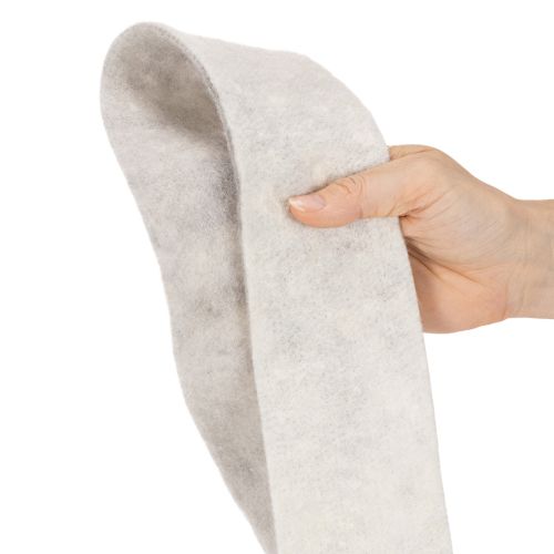 Fita de feltro bicolor, branca/cinza, feita de 100% lã, 7,5 cm de largura, 5 m de comprimento. | Floristik24.pt