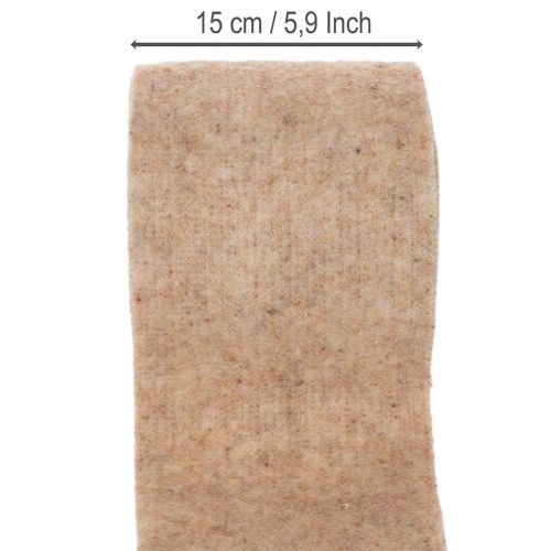 Fita de feltro de lã bicolor, vendida por metro, para projetos criativos, marrom/branco, 15 cm x 5 m | Floristik24.pt