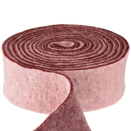 Fita de feltro bicolor fita para vasos fita de feltro de lã rosa vermelho 7,5cm 5m