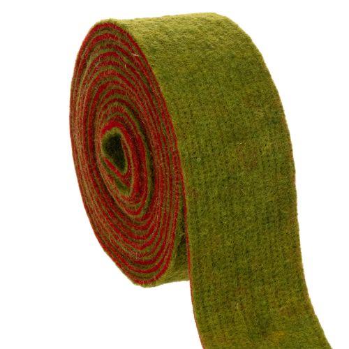Fita de feltro bicolor para suporte de panelas, 100% lã, vermelho/verde, 7,5 cm de largura, 5 m de comprimento. comprar | Floristik24.pt