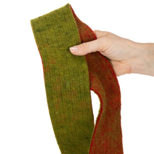 Fita de feltro bicolor para suporte de panelas, 100% lã, vermelho/verde, 7,5 cm de largura, 5 m de comprimento. | Floristik24.pt