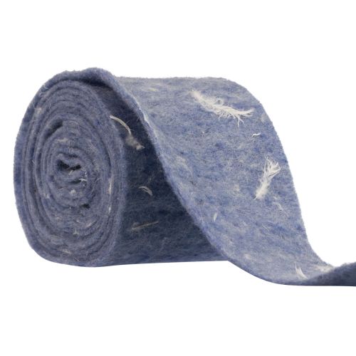 Floristik24 Fita de feltro fita de lã tecido decorativo penas azuis feltro de lã 15cm 5m