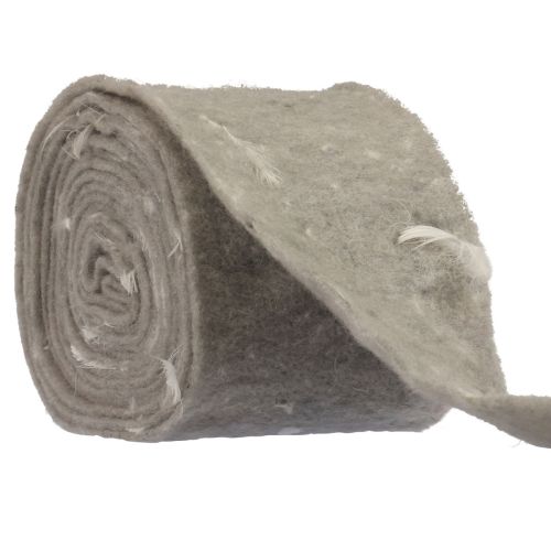 Floristik24 Fita de feltro fita de lã tecido decorativo penas cinza feltro de lã 15cm 5m