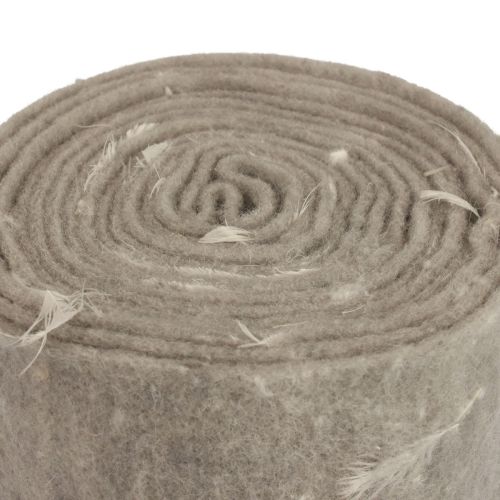 Floristik24 Fita de feltro fita de lã tecido decorativo penas cinza feltro de lã 15cm 5m