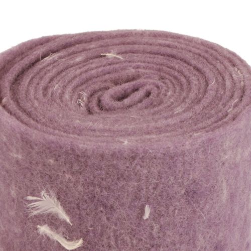 Floristik24 Fita de feltro fita de lã tecido decorativo penas roxas feltro de lã 15cm 5m