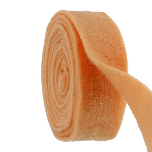 Floristik24 Fita de feltro 7,5cm 5m laranja claro