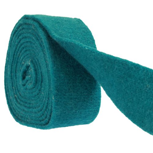 Floristik24 Fita de feltro fita de lã rolo de feltro azul turquesa verde 7,5cm 5m