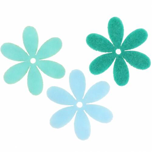 Floristik24 Verde flor feltro, azul claro, verde menta sortido 4,5 cm 54p