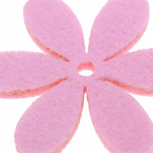 Itens Flor de feltro Ø4,5 cm rosa, branco, rosa sortido 54 unidades