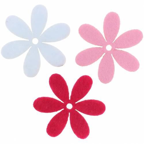 Floristik24 Flor de feltro Ø4,5 cm rosa, branco, rosa sortido 54 unidades