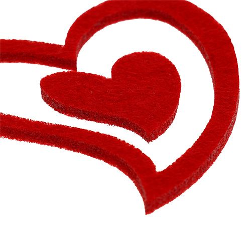 Floristik24 Mistura de corações de feltro 3cm - 7,5cm vermelho 72 un