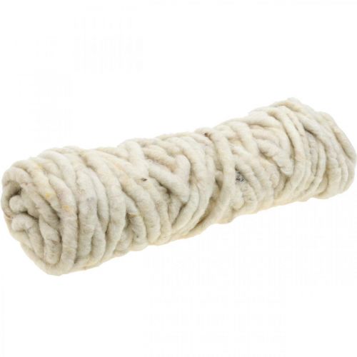 Floristik24 Fio de feltro fio de pavio fio de lã branco amarelo castanho L30m