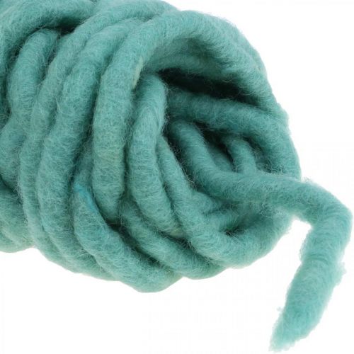 Floristik24 Cordão de lã de feltro com fio verde impermeável 20m