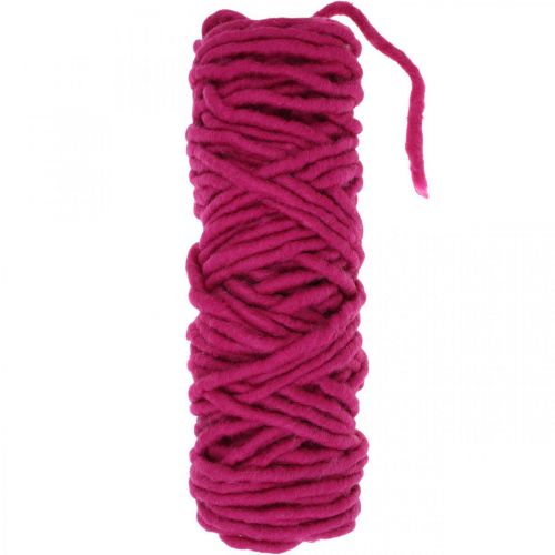Floristik24 Cordão de feltro com fio de lã de aço para artesanato rosa 20m