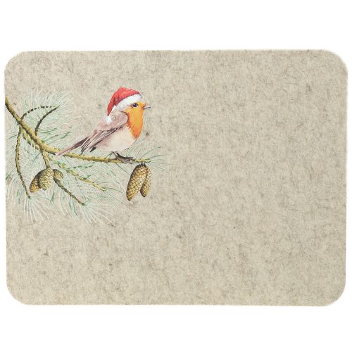 Floristik24 Tapete de feltro para mesa Robin cinza feltro 40×30cm 4 peças