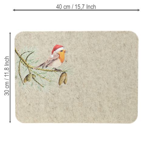 Itens Tapete de feltro para mesa Robin cinza feltro 40×30cm 4 peças