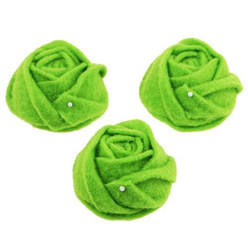 Floristik24 Feltro rosa verde Ø8cm H4.5cm 6pcs