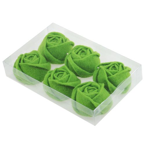 Floristik24 Feltro rosa verde Ø8cm H4.5cm 6pcs