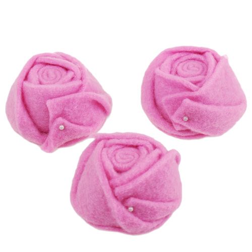 Floristik24 Feltro rosa rosa Ø8cm H4.5cm 6pcs