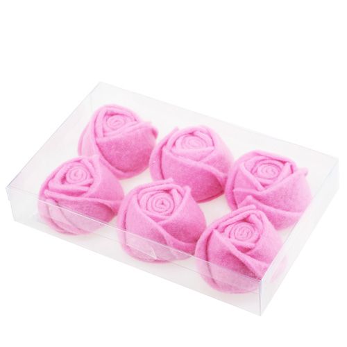 Floristik24 Feltro rosa rosa Ø8cm H4.5cm 6pcs