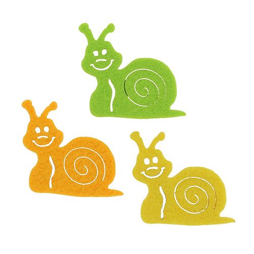 Caracol de feltro com ponto de cola bunda de 5cm. 36h