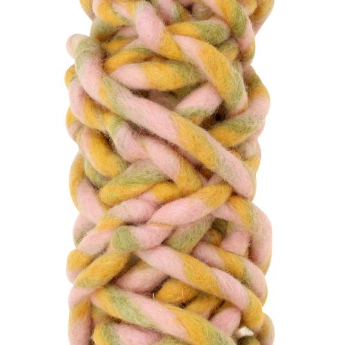 Floristik24 Cordão de feltro 25m rosa, amarelo, verde