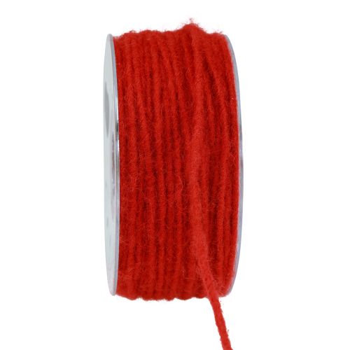 Floristik24 Cordão de feltro fio de lã fio de lã pavio vermelho 100m