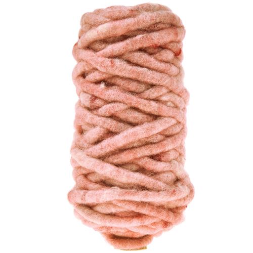 Floristik24 Cordão de feltro Cordão de lã com fio Rauris fio rosa 20m