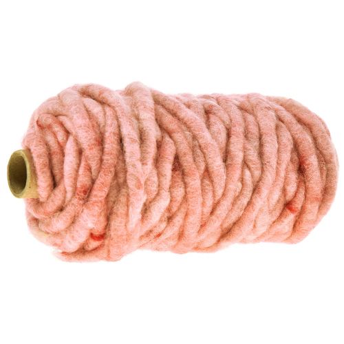 Floristik24 Cordão de feltro Cordão de lã com fio Rauris fio rosa 20m