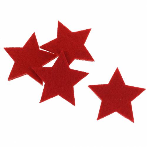 Floristik24 Estrela de feltro vermelha 4cm 72pcs