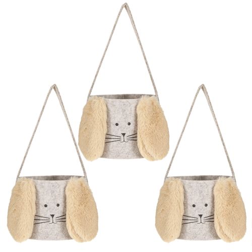 Itens Saco de Feltro Decoração Coelho em Cinza Marrom Ø13,5cm 3 pcs