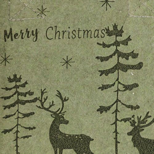 Floristik24 Sacola de feltro Feliz Natal pequena com alças Verde 15×10cm