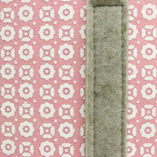 Floristik24 Saco de feltro cinza-rosa com padrão 55cm x 36cm x 18cm