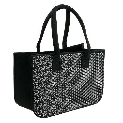 Floristik24 Saco de feltro preto com padrão 39cm x 20cm x 25cm