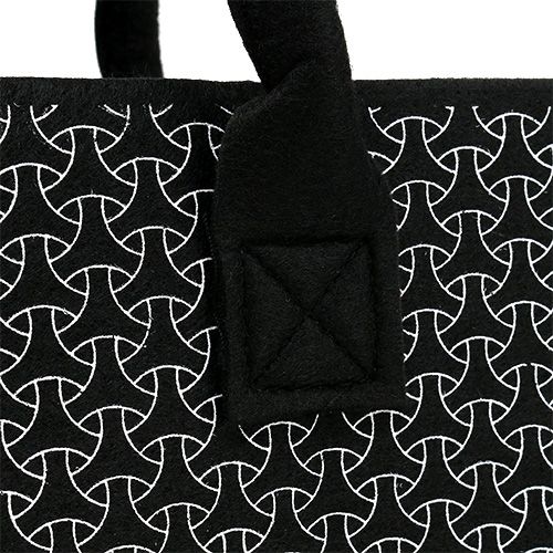Floristik24 Saco de feltro preto com padrão 39cm x 20cm x 25cm