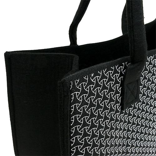 Floristik24 Saco de feltro preto com padrão 39cm x 20cm x 25cm