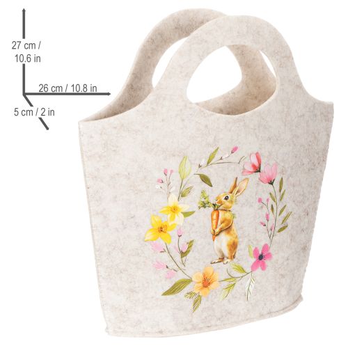 Itens Bolsa de feltro com adorável coelhinho da Páscoa, ideal para primavera e verão, 27 cm, conjunto com 4 peças.
