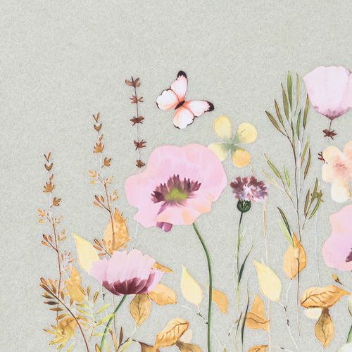 Itens Bolsa de feltro com estampa floral, ideal para o dia a dia e momentos de lazer, 38 cm