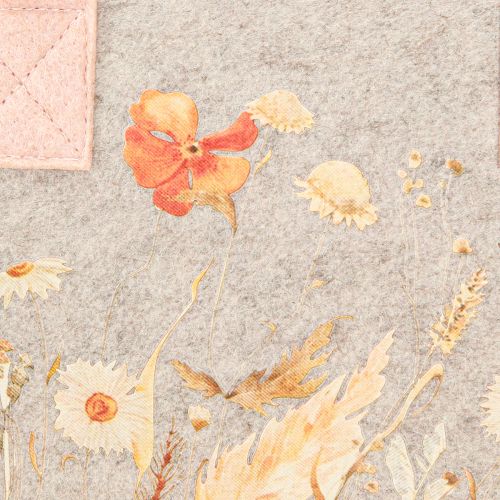 Itens Saco de feltro com motivo floral – Sacola de compras e presente sustentável em cinza e rosa 26cm 2 unidades
