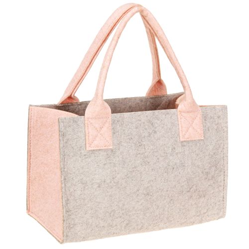 Itens Saco de feltro com motivo floral – Sacola de compras e presente sustentável em cinza e rosa 26cm 2 unidades
