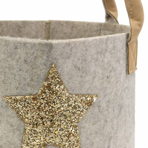 Floristik24 Saco de feltro redondo com estrela de lantejoulas, conjunto de 2