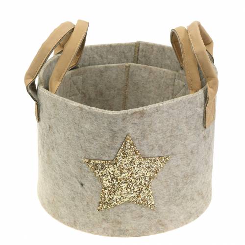 Floristik24 Saco de feltro redondo com estrela de lantejoulas, conjunto de 2