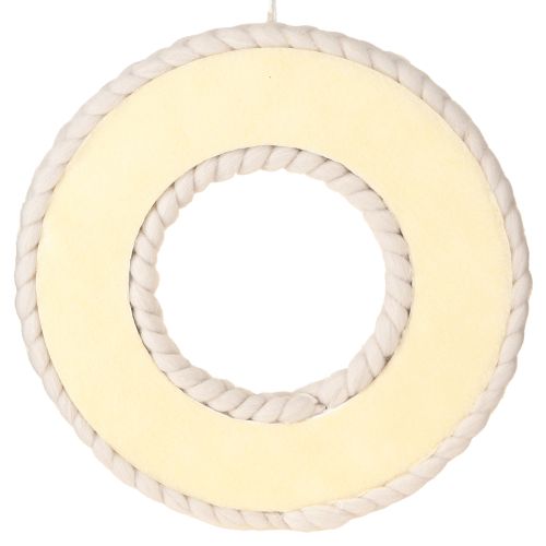 Itens Guirlanda decorativa de lã de feltro para pendurar em bege Ø30cm H4cm