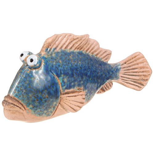 Itens Decoração de peixe cerâmica azul natural decoração de verão 22×7×11cm