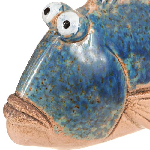 Itens Decoração de peixe cerâmica azul natural decoração de verão 22×7×11cm