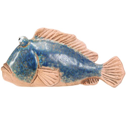 Itens Decoração de peixe cerâmica azul natural decoração de verão 22×7×11cm