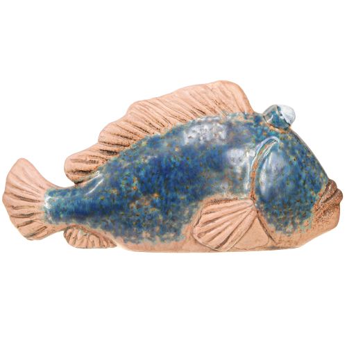 Itens Decoração de peixe cerâmica azul natural decoração de verão 22×7×11cm