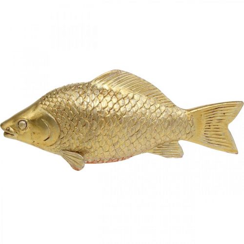 Floristik24 Estátua decorativa de peixe dourado para suporte escultura de peixe poliresina pequena L18cm