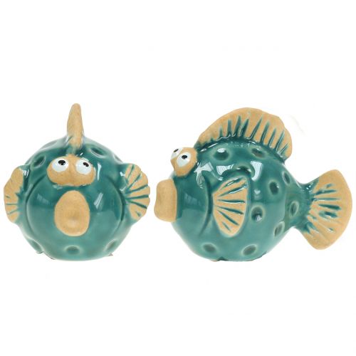 Peixe Deco azul, Peixe Cerâmico, Peixe Cerâmico, Marítimo L7cm 8pcs