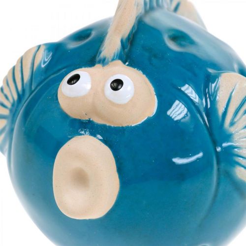 Floristik24 Peixe cerâmico, marítimo, peixe decorativo azul L11.5 4pcs